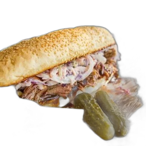 food, animal, hat, creature, delicious, pulled, pork, sandwich transparent PNG cut-out
