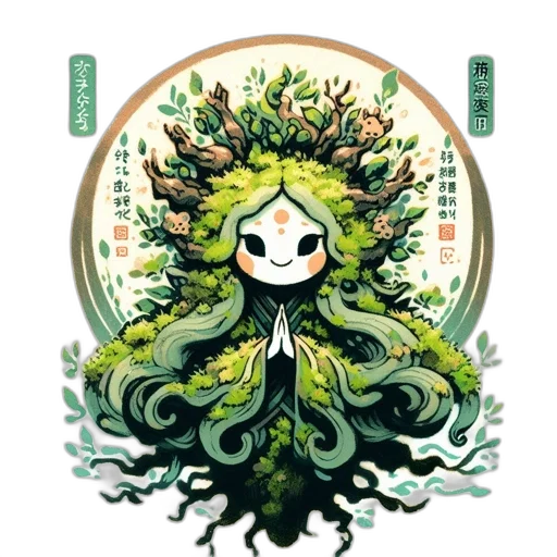 creature, dress, crown, tree, concept art, fantasy art, pixel art, watercolor transparent PNG cut-out