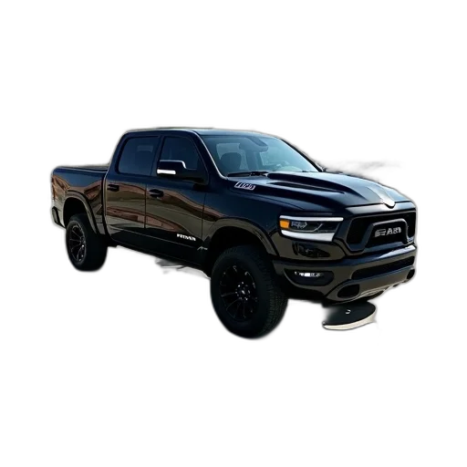 car, photorealistic, 3d render, black, pickup, truck, parked, paved transparent PNG cut-out