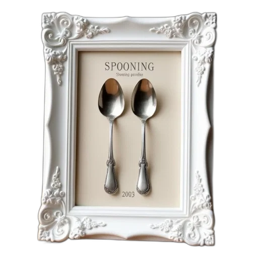 food, jewelry, pair, silver, spoons, placed, inside, white transparent PNG cut-out