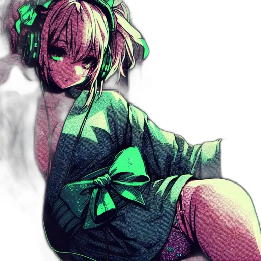 dress, dragon, jacket, staff, anime, cyberpunk, pixel art, vaporwave transparent PNG cut-out