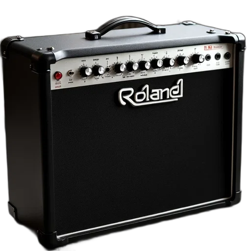 black, silver, amplifier, brand, name, roland, front, panel transparent PNG cut-out