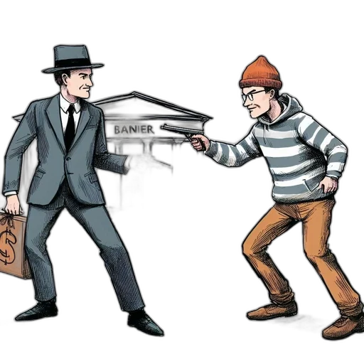 weapon, concept art, comic book art, cartoon, city street, two, men, one transparent PNG cut-out