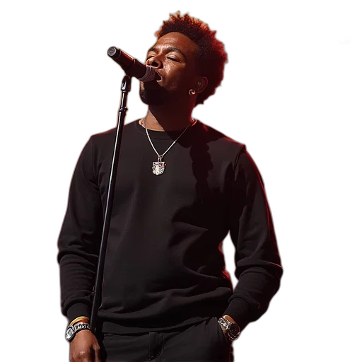 jacket, african, american, singer, songwriter, michael, brown, performs transparent PNG cut-out