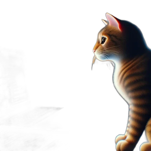animal, creature, staff, photorealistic, 3d render, concept art, watercolor, cat transparent PNG cut-out