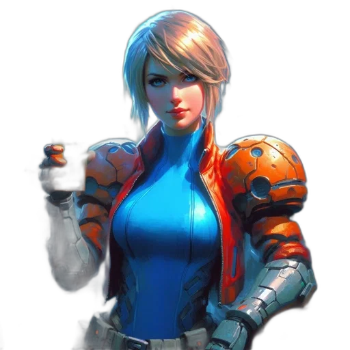 robot, weapon, face, concept art, comic book art, pixel art, fantasy art, blue transparent PNG cut-out