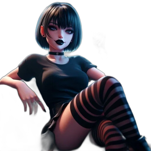dress, concept art, comic book art, fantasy art, anime, neon lights, dark, monochrome transparent PNG cut-out