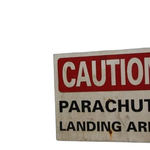 furniture, caution, sign, warns, parachute, landing, area, foggy transparent PNG cut-out