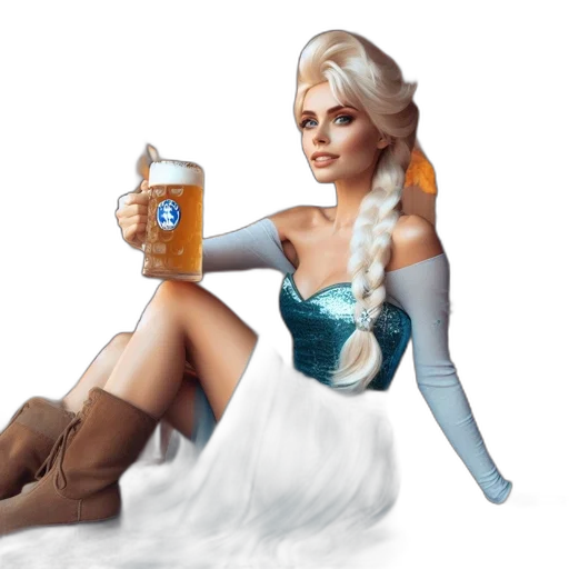 fantasy art, concept art, pixel art, photorealistic, blue, elsa-inspired, woman, sparkly transparent PNG cut-out
