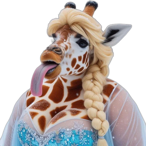animal, mask, creature, dress, 3d render, photorealistic, whimsical, giraffe transparent PNG cut-out