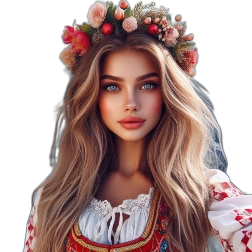 dress, face, hair, crown, photorealistic, fantasy art, oil painting, anime transparent PNG cut-out