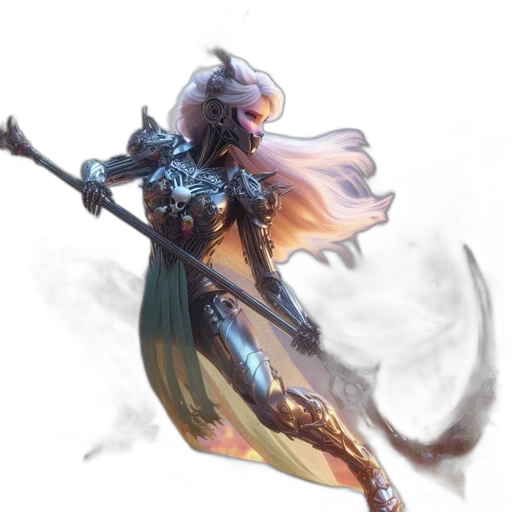 sword, staff, weapon, concept art, fantasy art, comic book art, 3d render, dark transparent PNG cut-out