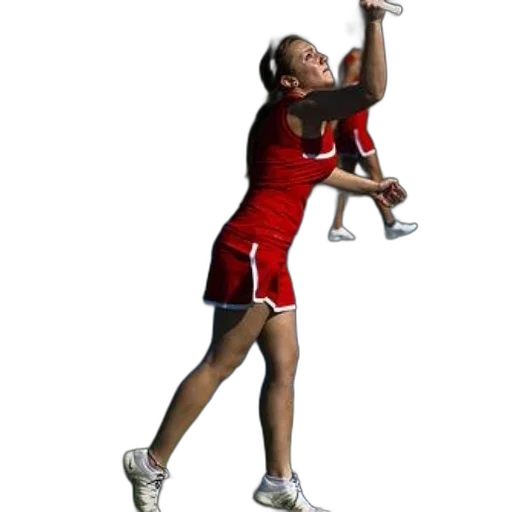 staff, 3d render, photorealistic, woman, red, tennis, outfit, playing transparent PNG cut-out