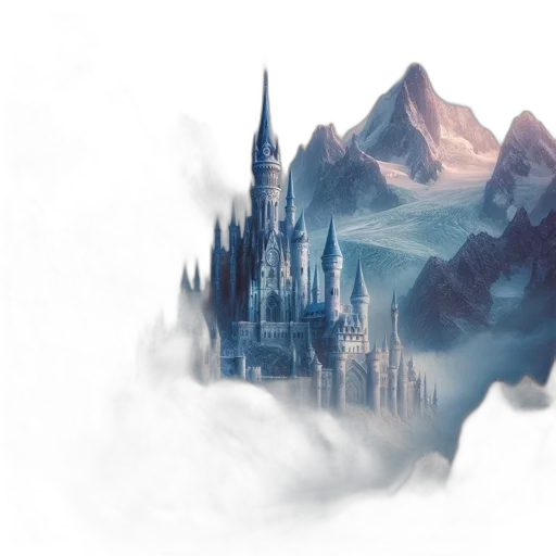 dragon, sword, fantasy art, concept art, watercolor, 3d render, fog, snow transparent PNG cut-out