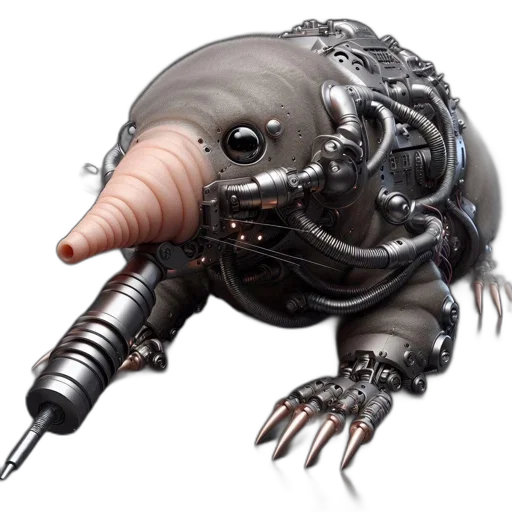 robot, creature, weapon, animal, concept art, 3d render, cyberpunk, image transparent PNG cut-out
