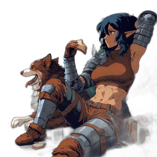 concept art, fantasy art, comic book art, pixel art, fire, earth tones, woman, blue transparent PNG cut-out