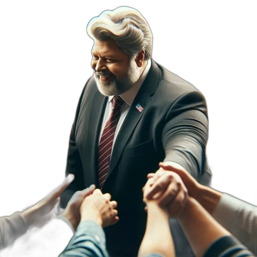 staff, concept art, 3d render, man, suit, addresses, crowd, supporters transparent PNG cut-out