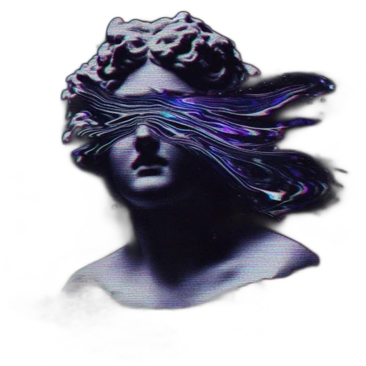 hair, mask, crown, face, vaporwave, 3d render, concept art, photorealistic transparent PNG cut-out