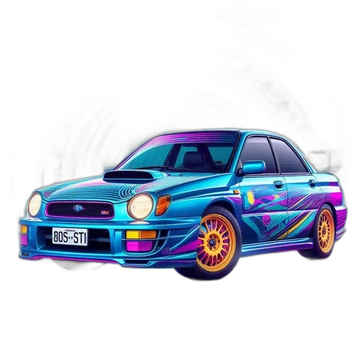 car, photorealistic, anime, pixel art, 3d render, neon, colorful, blue transparent PNG cut-out