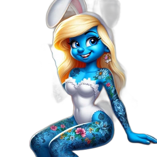 dress, concept art, fantasy art, cartoon, comic book art, blue, blue-skinned, character transparent PNG cut-out