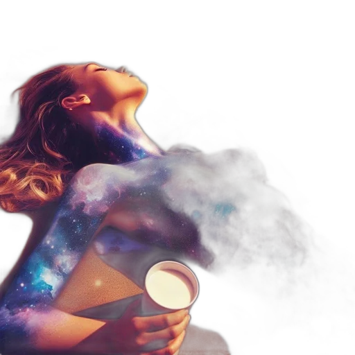 concept art, fantasy art, photorealistic, watercolor, outer space, fire, blue, woman transparent PNG cut-out