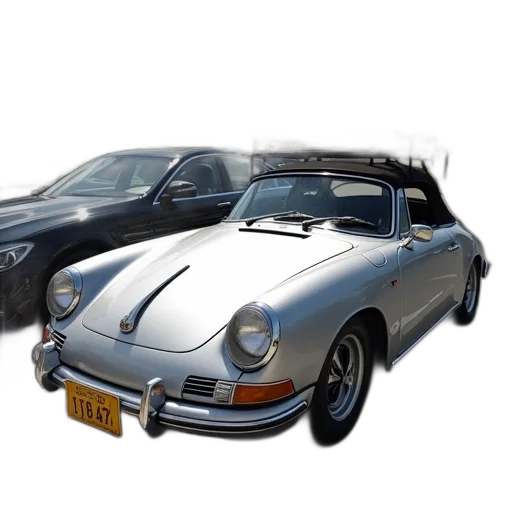 car, photorealistic, 3d render, concept art, silver, convertible, black, roof transparent PNG cut-out