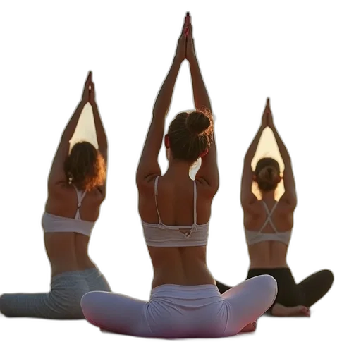 three, women, practicing, yoga transparent PNG cut-out