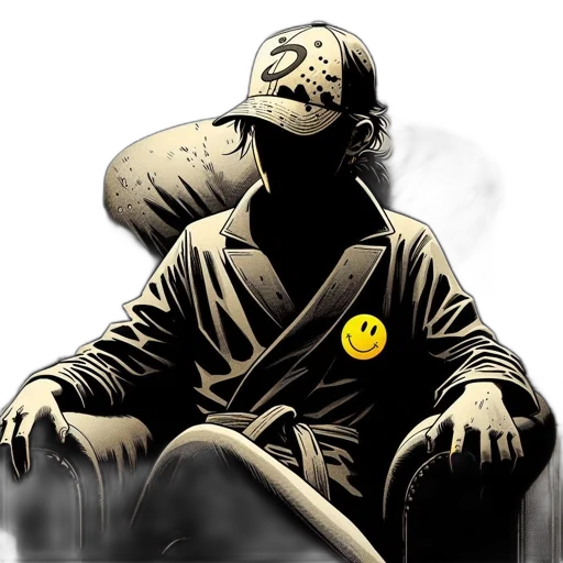 mask, staff, face, jacket, comic book art, concept art, cartoon, fantasy art transparent PNG cut-out