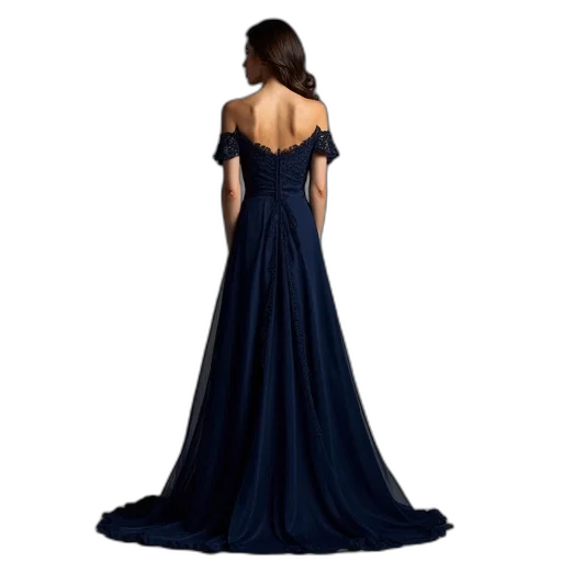dress, blue, dark, woman, navy, evening, gown, lace transparent PNG cut-out