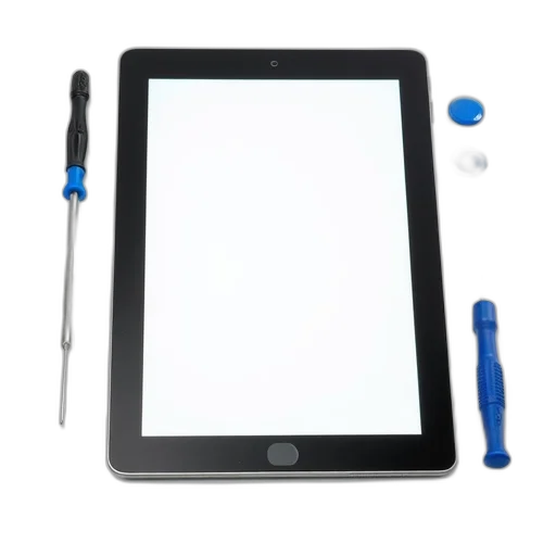 tablet, screen, black, bezel, displayed, white, background, empty transparent PNG cut-out