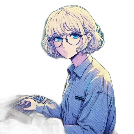 jacket, staff, face, hair, watercolor, anime, pixel art, cartoon transparent PNG cut-out