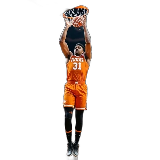 basketball, player, texas, uniform, mid-air, attempting, score, basket transparent PNG cut-out