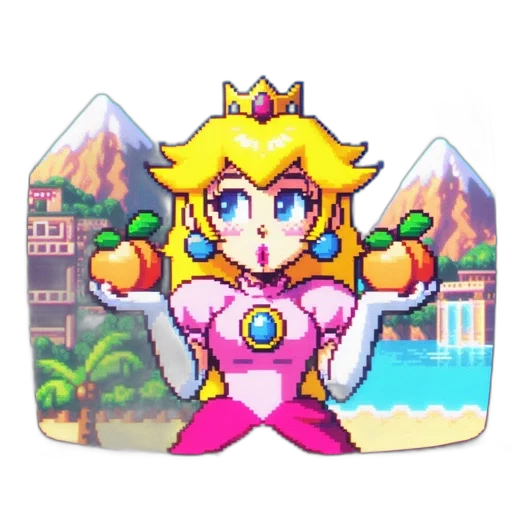 crown, weapon, staff, dress, pixel art, vaporwave, concept art, fantasy art transparent PNG cut-out