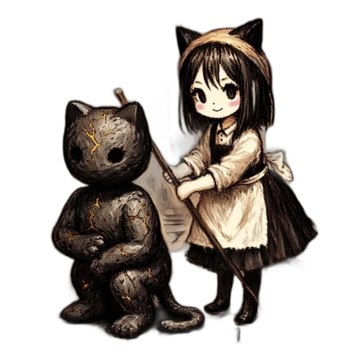 creature, animal, mask, staff, pixel art, fantasy art, anime, concept art transparent PNG cut-out
