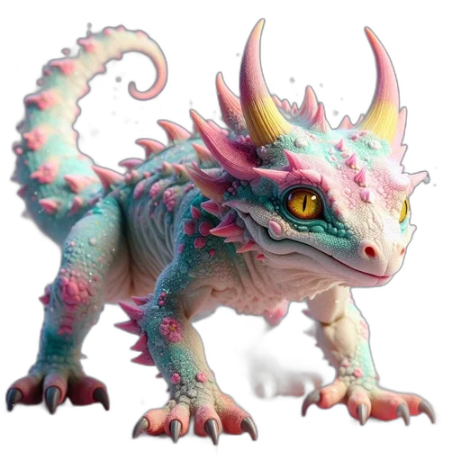 dragon, creature, animal, concept art, 3d render, fantasy art, vaporwave, pastel transparent PNG cut-out