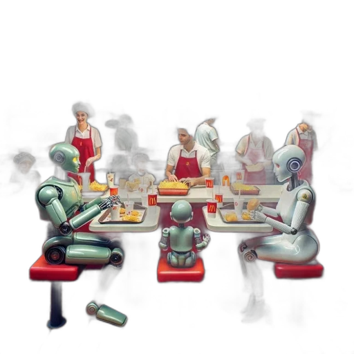 robot, food, furniture, concept art, pixel art, 3d render, outer space, fast-food transparent PNG cut-out
