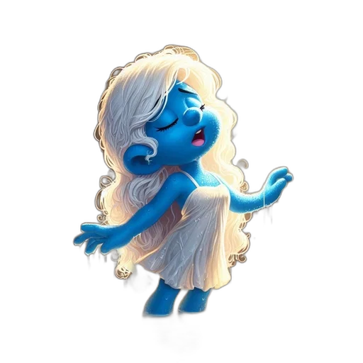 dress, hair, creature, concept art, cartoon, fantasy art, 3d render, blue transparent PNG cut-out