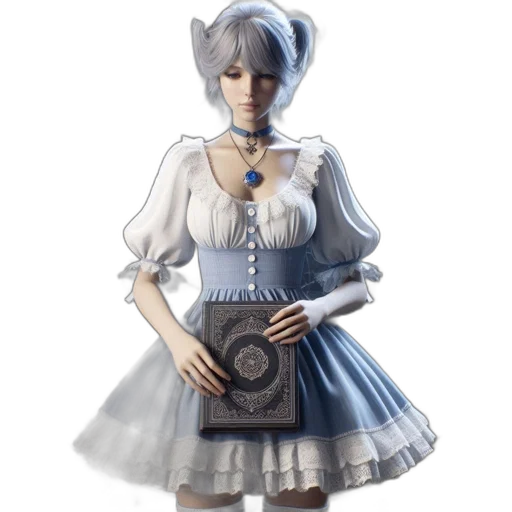 dress, concept art, 3d render, monochrome, blue, illustration, mystic, figure transparent PNG cut-out