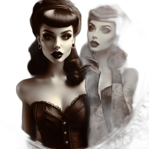 dress, face, fantasy art, photorealistic, concept art, comic book art, dark, monochrome transparent PNG cut-out