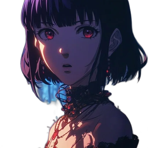 face, robot, dress, mask, cyberpunk, anime, concept art, fantasy art transparent PNG cut-out