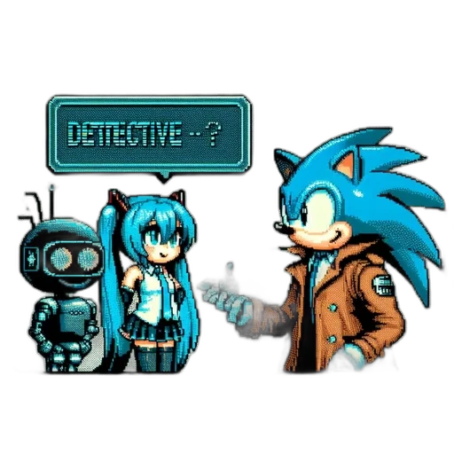 weapon, robot, creature, concept art, pixel art, comic book art, cyberpunk, blue transparent PNG cut-out