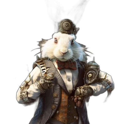 staff, hat, animal, jacket, concept art, fantasy art, watercolor, pixel art transparent PNG cut-out