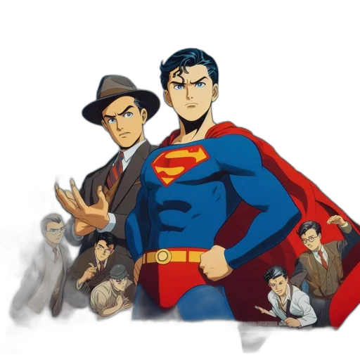 comic book art, concept art, cartoon, pixel art, superman, dominates, movie, poster transparent PNG cut-out