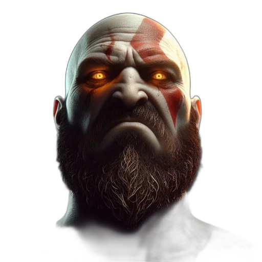 face, mask, concept art, fantasy art, photorealistic, comic book art, red, bald transparent PNG cut-out