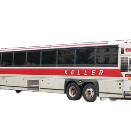 3d render, red, white, keller, bus, parked, side, road transparent PNG cut-out