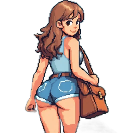 dress, jacket, pixel art, watercolor, concept art, anime, blue, pastel transparent PNG cut-out