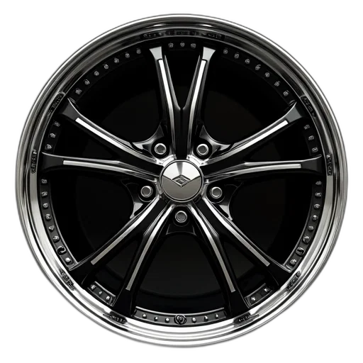 wheel, made, chrome, black transparent PNG cut-out