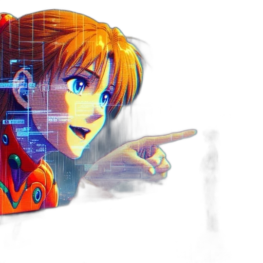 robot, weapon, jacket, face, vaporwave, cyberpunk, pixel art, anime transparent PNG cut-out