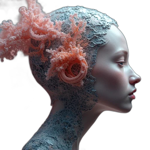 hair, mask, crown, face, concept art, photorealistic, 3d render, fantasy art transparent PNG cut-out