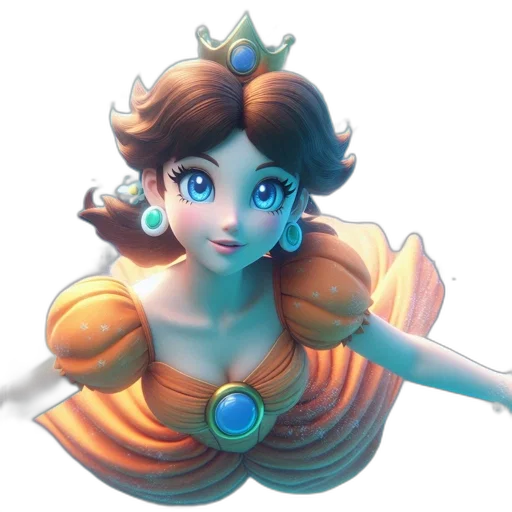 crown, staff, jewelry, dress, 3d render, concept art, fantasy art, photorealistic transparent PNG cut-out